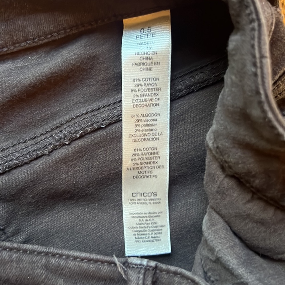 Chico’s brown ‘The Platinum” jeggings, size 6 petite - Picture 4 of 5